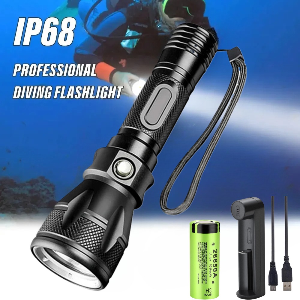 Underwater Flashlight - Profesjonalna latarka do nurkowania LED, wodoszczelna