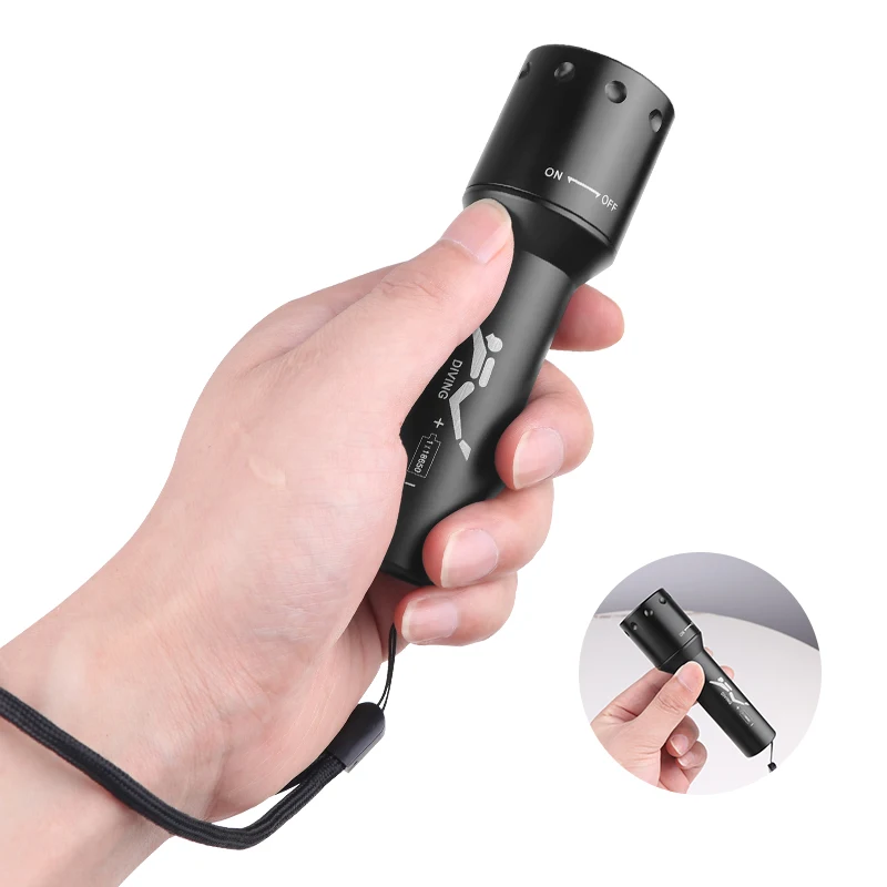 Nowa latarka nurkowa LED T6, d – Underwater Flashlight recenzja i cena